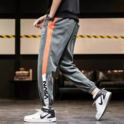 Men Loose Sports Pants Black 4XL Plus Size Summer