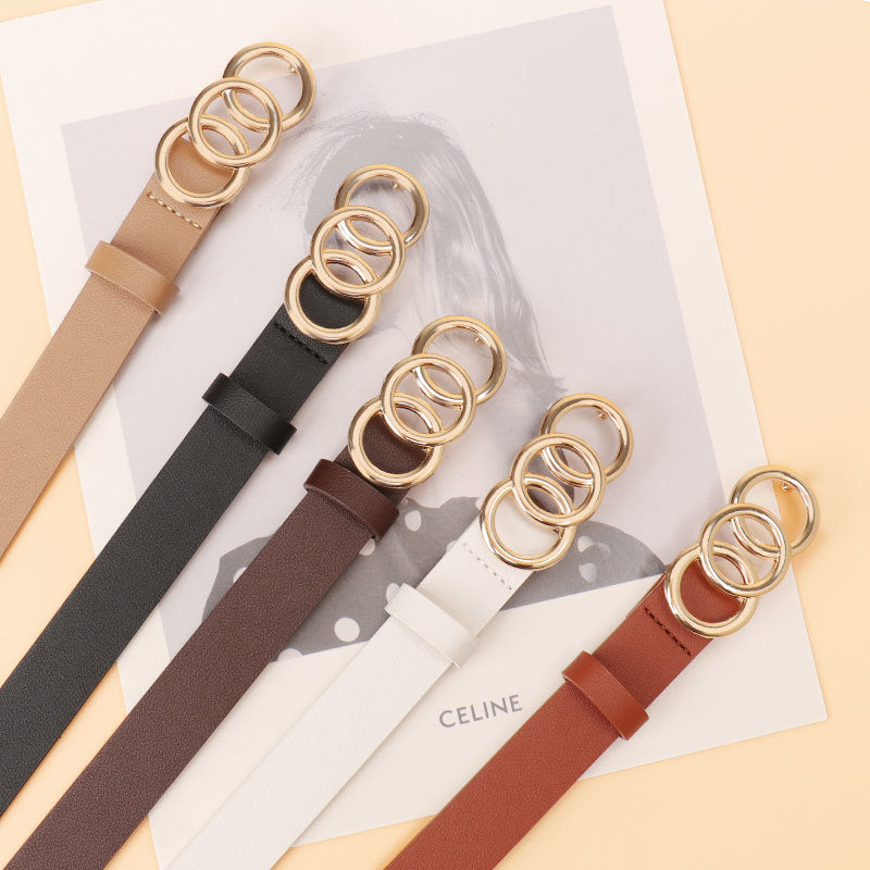 Women's Three-Ring Alloy Buckle Belt