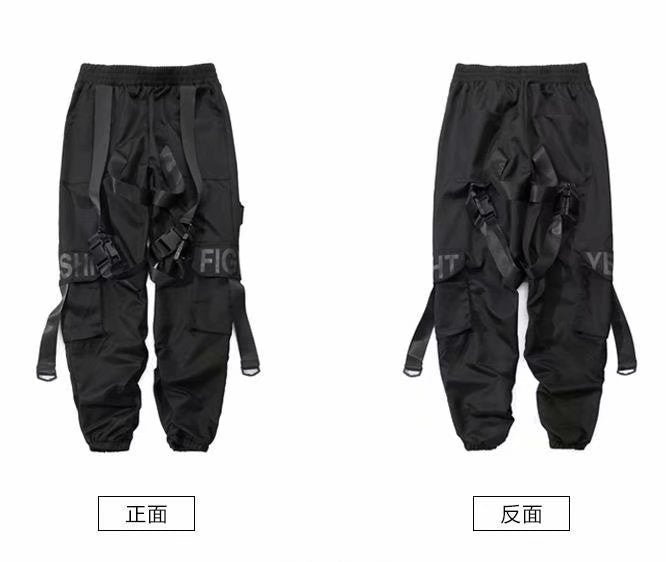 Men Black Loose Hip-Hop Crock Pants