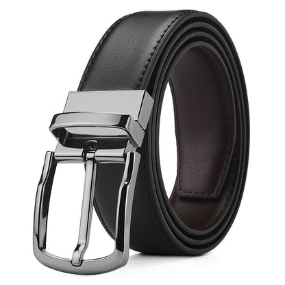 Men's Genuine Leather Belt Black Swivel Buckle