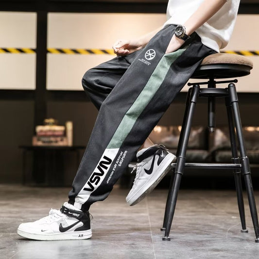 Men Loose Sports Pants Black 4XL Plus Size Summer
