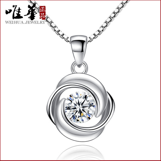 Silver Plated Korean Love Pendant Necklace for Women