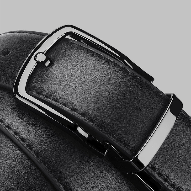 Men's Genuine Leather Belt Black Swivel Buckle