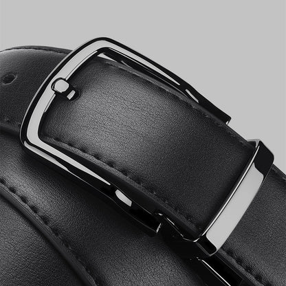 Men's Genuine Leather Belt Black Swivel Buckle