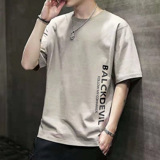 Men Slim Fit T-Shirt Summer Plus Size White