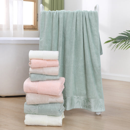 Bamboo Fiber Bath Towels Set Pastel Colors