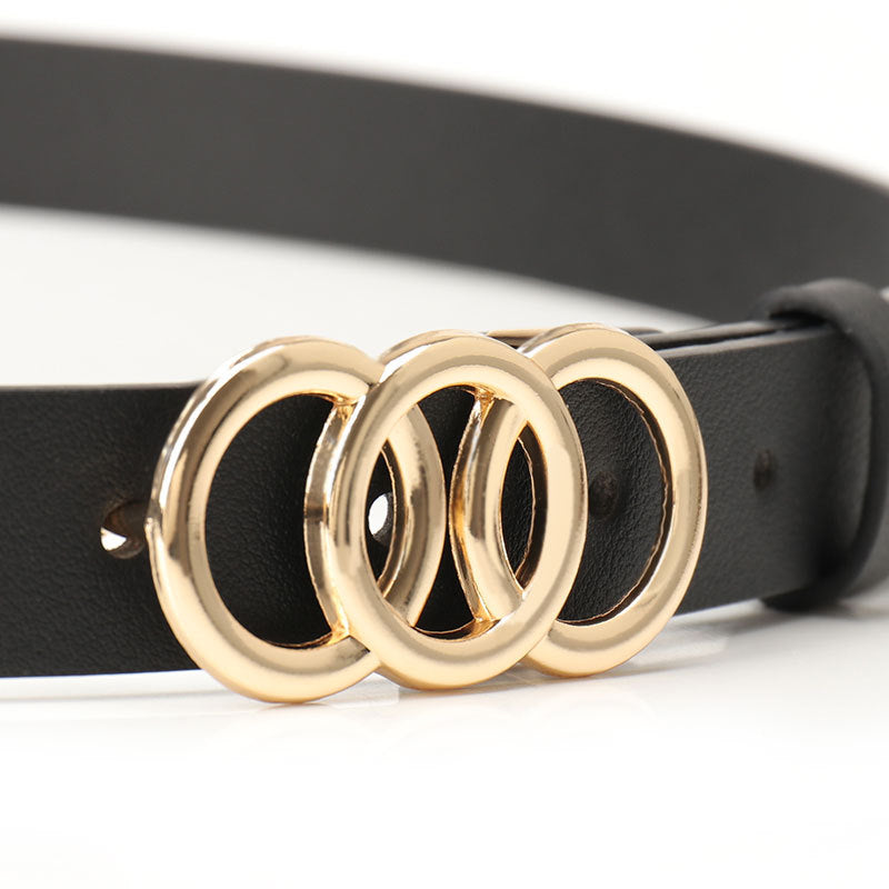Women's Three-Ring Alloy Buckle Belt