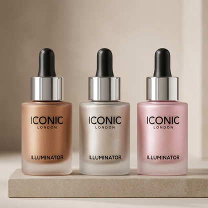 Iconic London Liquid Highlighter 3 Shades Shimmer Glow