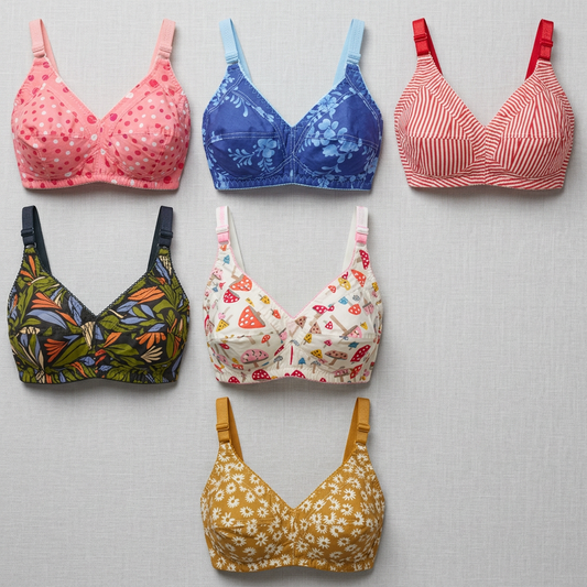 Cotton Non-Padded Bras Pack of 6