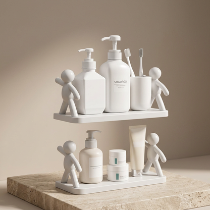 White Wall Hanging Bathroom Organizer with Little Man Design