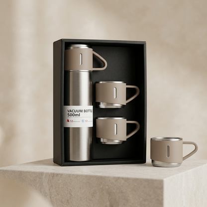 Vacuum Flask Set 4-Piece Stainless Steel Hot Cold